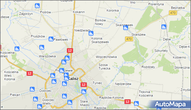 mapa Wojciechówka gmina Żelazków, Wojciechówka gmina Żelazków na mapie Targeo