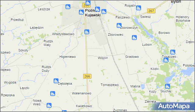 mapa Wójcin gmina Piotrków Kujawski, Wójcin gmina Piotrków Kujawski na mapie Targeo