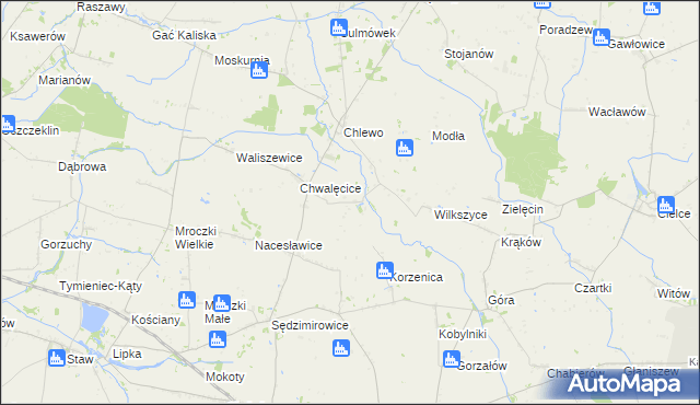 mapa Wójcinek gmina Goszczanów, Wójcinek gmina Goszczanów na mapie Targeo