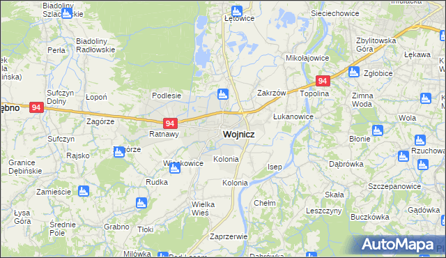 mapa Wojnicz, Wojnicz na mapie Targeo