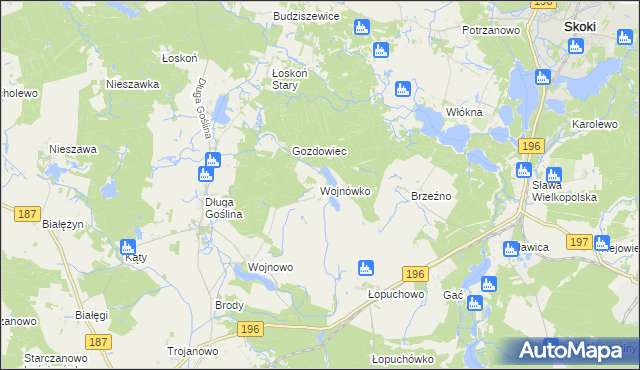 mapa Wojnówko gmina Murowana Goślina, Wojnówko gmina Murowana Goślina na mapie Targeo