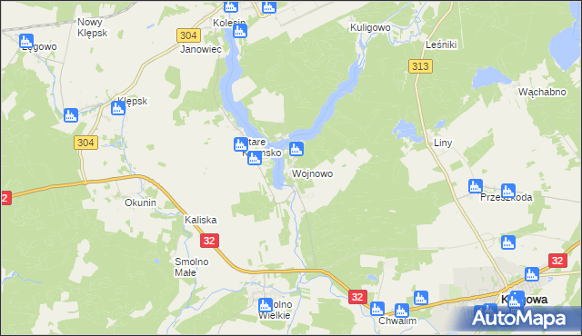mapa Wojnowo gmina Kargowa, Wojnowo gmina Kargowa na mapie Targeo