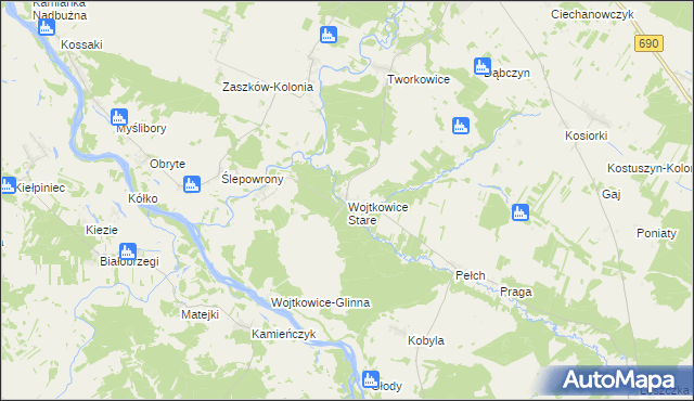 mapa Wojtkowice Stare, Wojtkowice Stare na mapie Targeo
