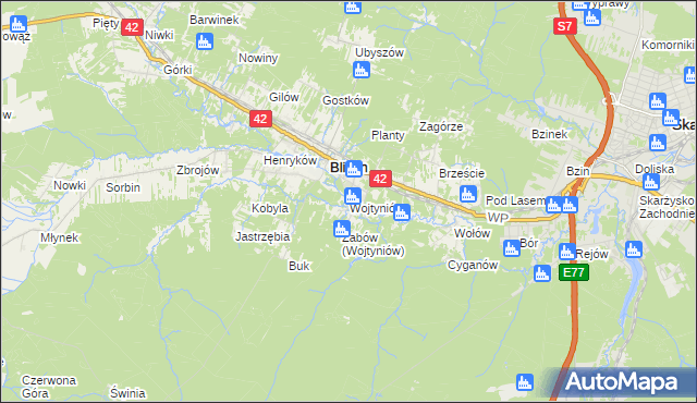 mapa Wojtyniów, Wojtyniów na mapie Targeo