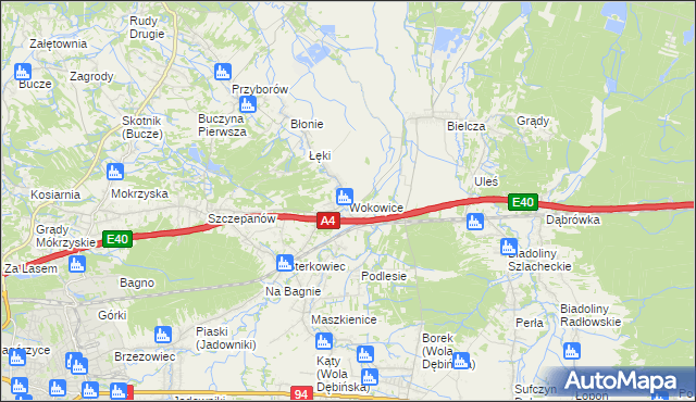 mapa Wokowice, Wokowice na mapie Targeo