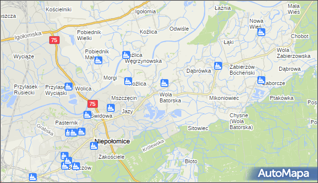 mapa Wola Batorska, Wola Batorska na mapie Targeo