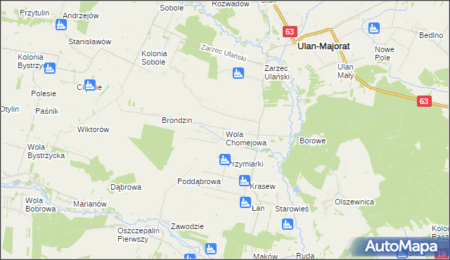 mapa Wola Chomejowa, Wola Chomejowa na mapie Targeo