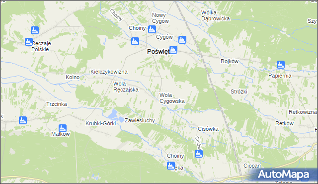 mapa Wola Cygowska, Wola Cygowska na mapie Targeo