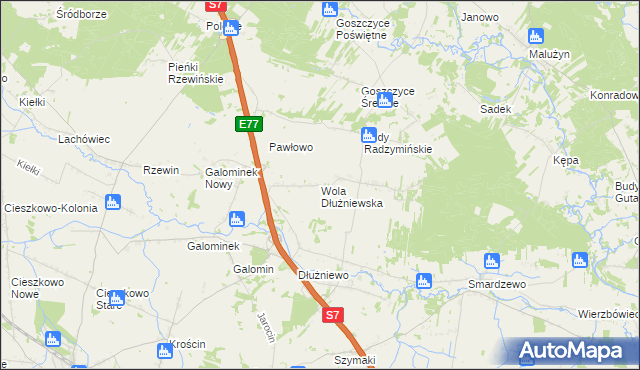 mapa Wola Dłużniewska, Wola Dłużniewska na mapie Targeo