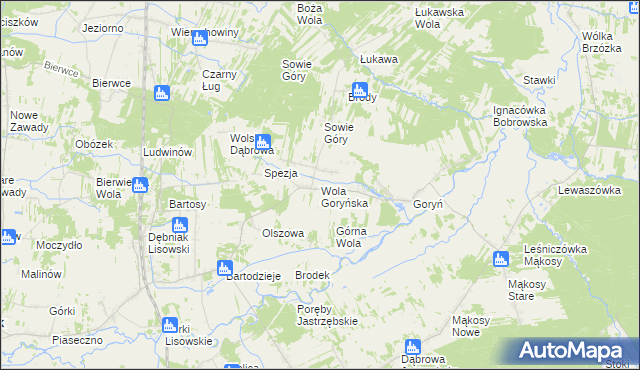 mapa Wola Goryńska, Wola Goryńska na mapie Targeo