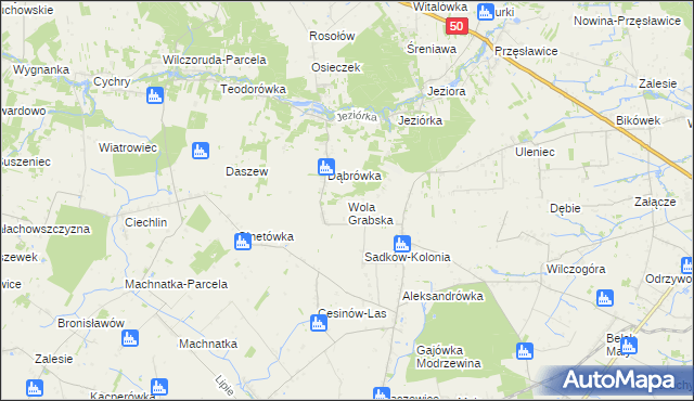 mapa Wola Grabska, Wola Grabska na mapie Targeo