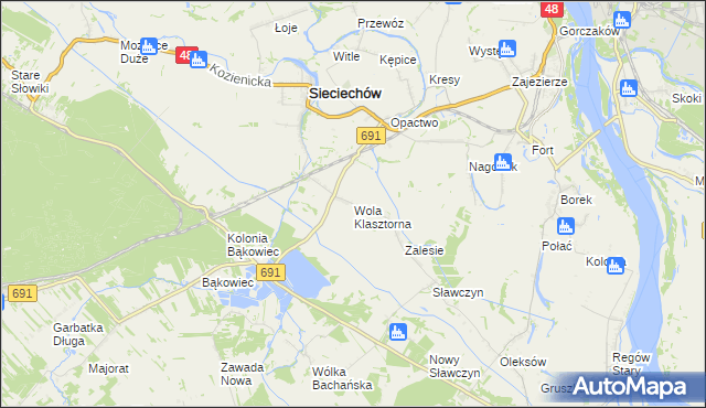 mapa Wola Klasztorna, Wola Klasztorna na mapie Targeo