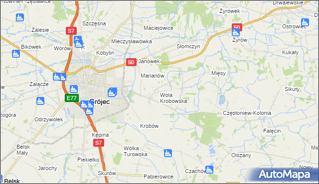 mapa Wola Krobowska, Wola Krobowska na mapie Targeo