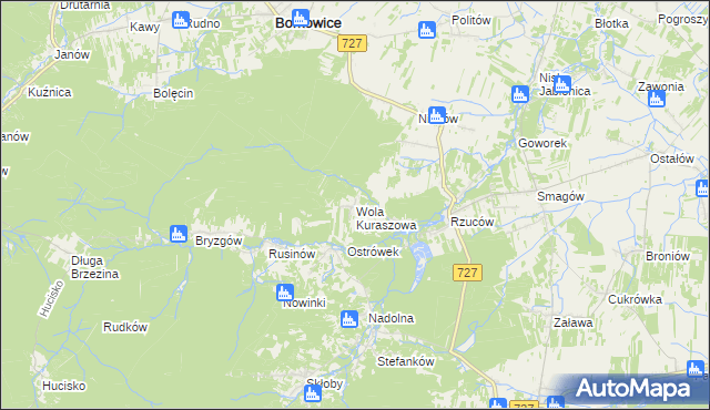 mapa Wola Kuraszowa, Wola Kuraszowa na mapie Targeo