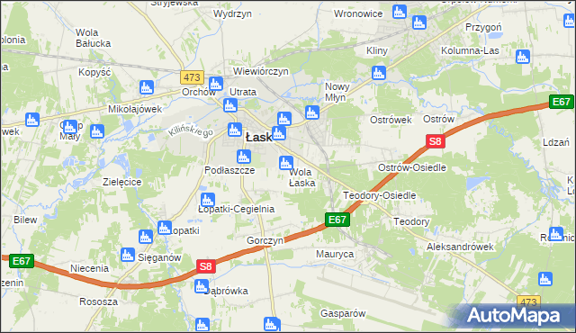 mapa Wola Łaska, Wola Łaska na mapie Targeo