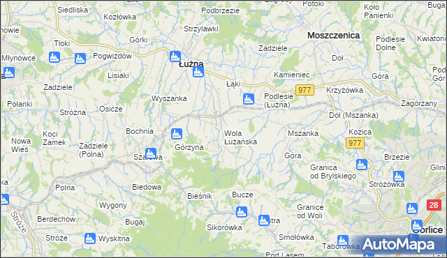 mapa Wola Łużańska, Wola Łużańska na mapie Targeo