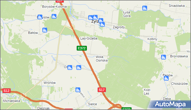 mapa Wola Osińska, Wola Osińska na mapie Targeo