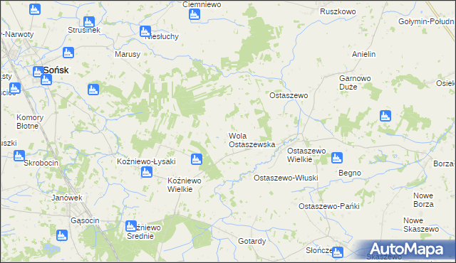 mapa Wola Ostaszewska, Wola Ostaszewska na mapie Targeo