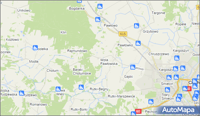 mapa Wola Pawłowska gmina Ciechanów, Wola Pawłowska gmina Ciechanów na mapie Targeo