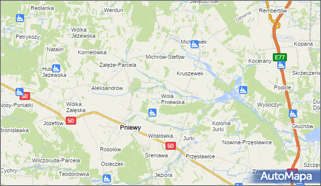 mapa Wola Pniewska, Wola Pniewska na mapie Targeo