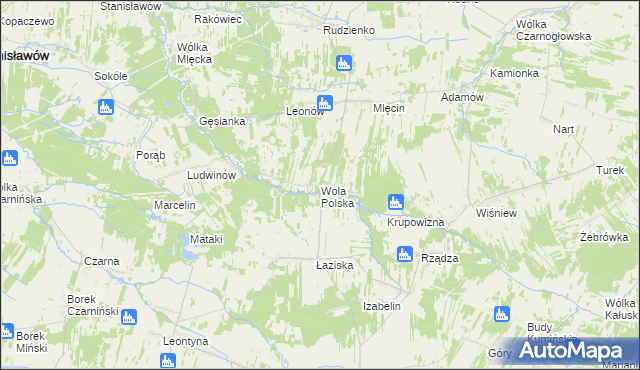 mapa Wola Polska gmina Jakubów, Wola Polska gmina Jakubów na mapie Targeo