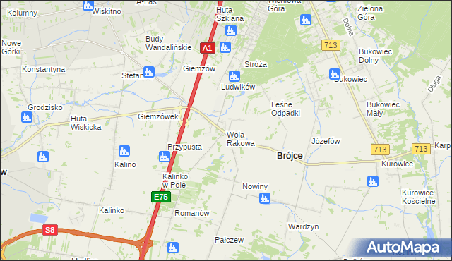 mapa Wola Rakowa, Wola Rakowa na mapie Targeo