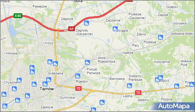 mapa Wola Rzędzińska, Wola Rzędzińska na mapie Targeo