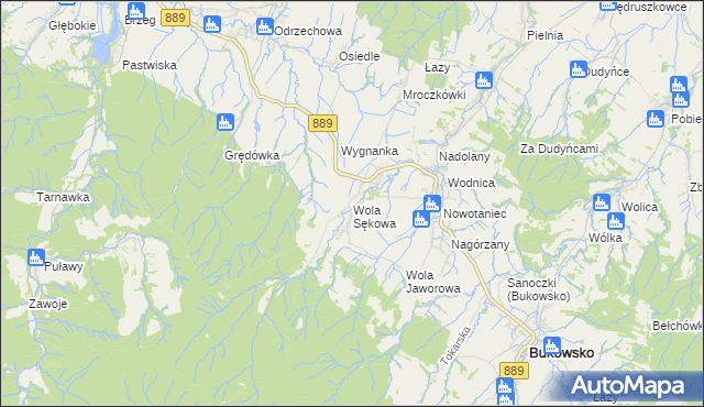 mapa Wola Sękowa, Wola Sękowa na mapie Targeo