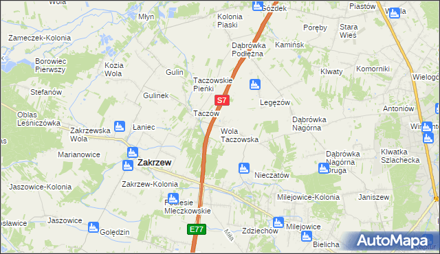 mapa Wola Taczowska, Wola Taczowska na mapie Targeo