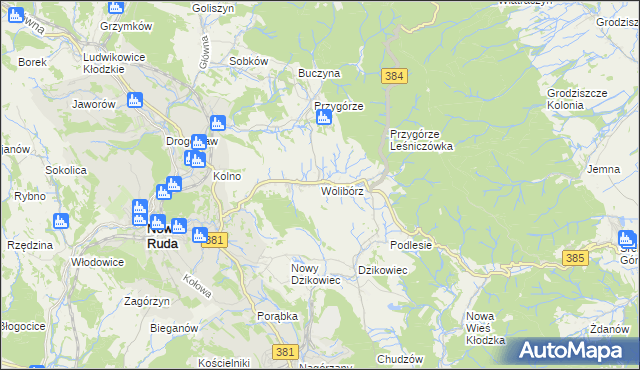 mapa Wolibórz, Wolibórz na mapie Targeo