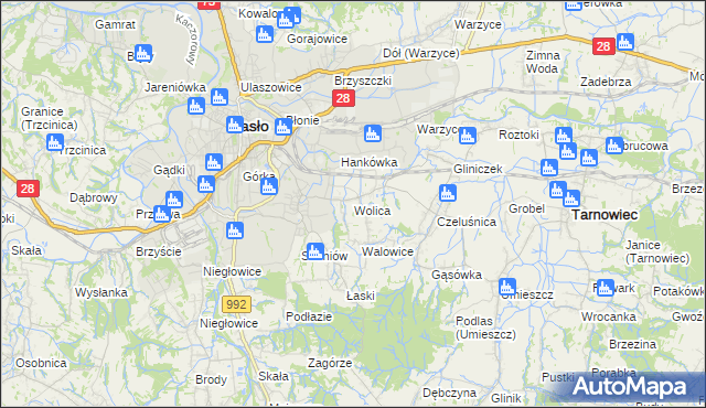 mapa Wolica gmina Jasło, Wolica gmina Jasło na mapie Targeo