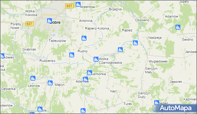 mapa Wólka Czarnogłowska, Wólka Czarnogłowska na mapie Targeo