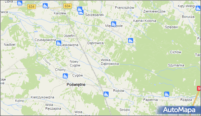 mapa Wólka Dąbrowicka, Wólka Dąbrowicka na mapie Targeo