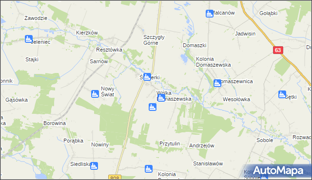 mapa Wólka Domaszewska, Wólka Domaszewska na mapie Targeo