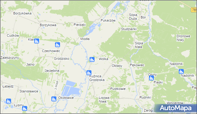 mapa Wólka gmina Koniecpol, Wólka gmina Koniecpol na mapie Targeo