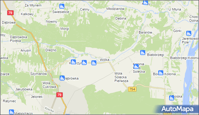 mapa Wólka gmina Lipsko, Wólka gmina Lipsko na mapie Targeo