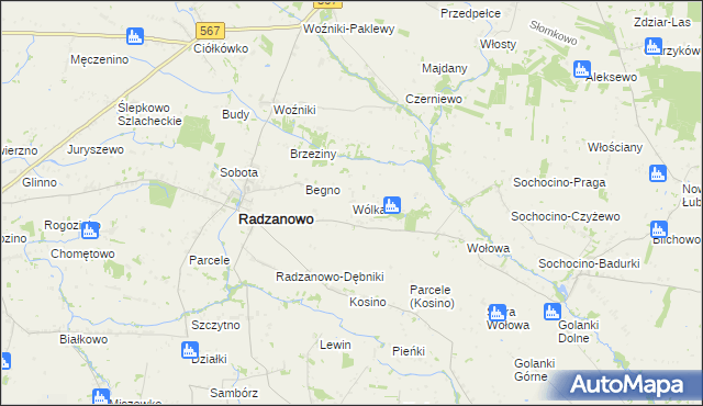 mapa Wólka gmina Radzanowo, Wólka gmina Radzanowo na mapie Targeo