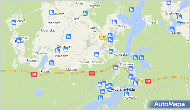 mapa Wólka gmina Ruciane-Nida, Wólka gmina Ruciane-Nida na mapie Targeo