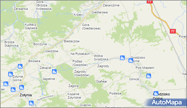 mapa Wólka Grodziska gmina Grodzisko Dolne, Wólka Grodziska gmina Grodzisko Dolne na mapie Targeo