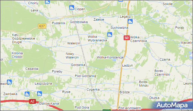 mapa Wólka-Konstancja, Wólka-Konstancja na mapie Targeo