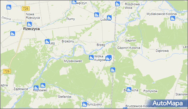 mapa Wólka Kuligowska, Wólka Kuligowska na mapie Targeo