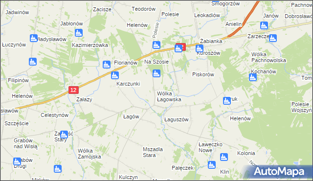 mapa Wólka Łagowska, Wólka Łagowska na mapie Targeo