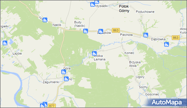 mapa Wólka Łamana, Wólka Łamana na mapie Targeo