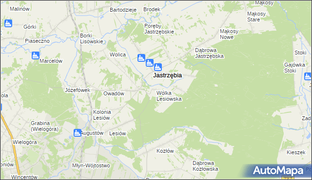 mapa Wólka Lesiowska, Wólka Lesiowska na mapie Targeo