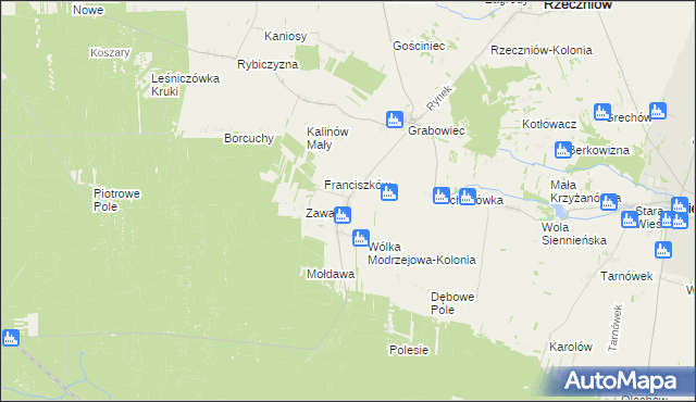 mapa Wólka Modrzejowa, Wólka Modrzejowa na mapie Targeo