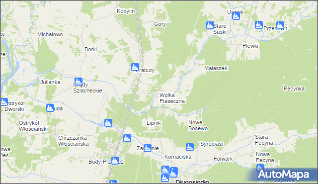 mapa Wólka Piaseczna gmina Długosiodło, Wólka Piaseczna gmina Długosiodło na mapie Targeo