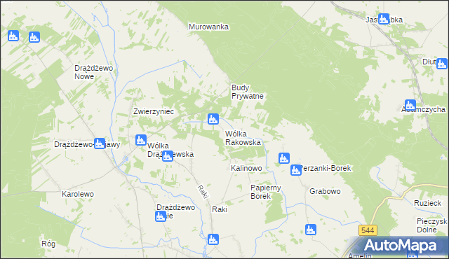 mapa Wólka Rakowska, Wólka Rakowska na mapie Targeo