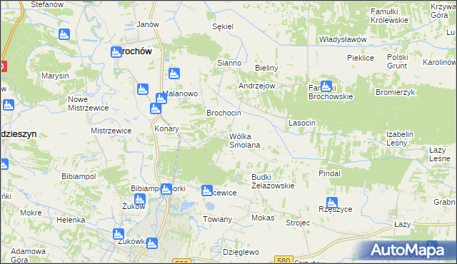 mapa Wólka Smolana gmina Brochów, Wólka Smolana gmina Brochów na mapie Targeo