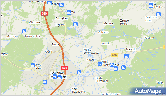 mapa Wólka Sokołowska, Wólka Sokołowska na mapie Targeo