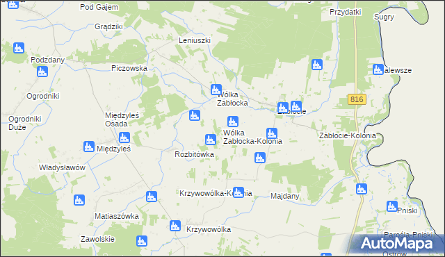 mapa Wólka Zabłocka-Kolonia, Wólka Zabłocka-Kolonia na mapie Targeo